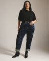 Stevie High Rise Cuffed Straight Leg Jeans - Indigo Tiedye Wash