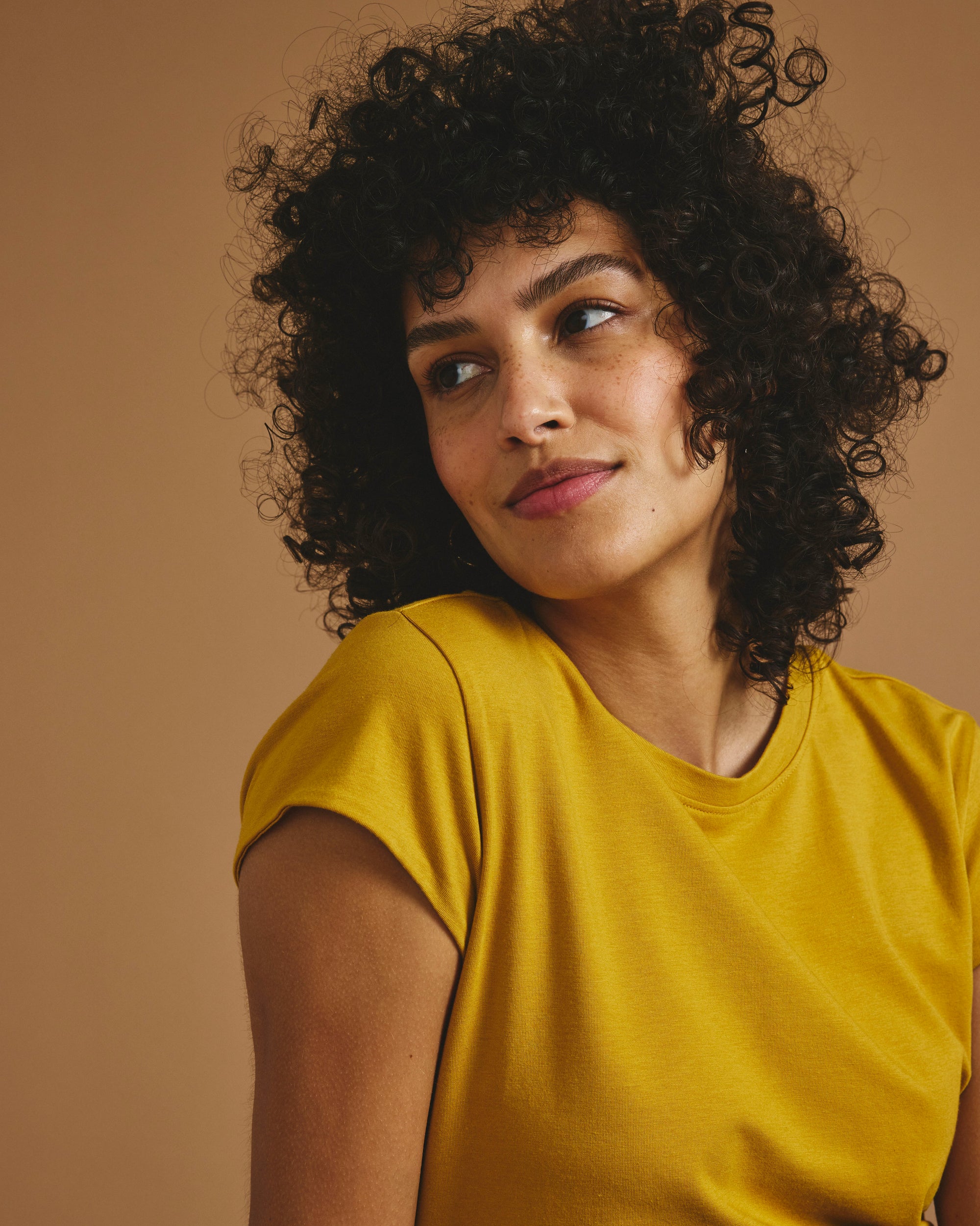 Ashley Cap Sleeve Tee - Yellow Ochre | Plus Size & Straight Size Women's Fashion | Universal Standard