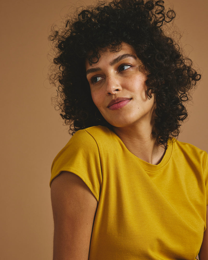 Ashley Cap Sleeve Tee - Yellow Ochre | Plus Size & Straight Size Women's Fashion | Universal Standard