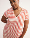 Iconic Geneva V-Neck Dress - Ecru/Poppy Stripe