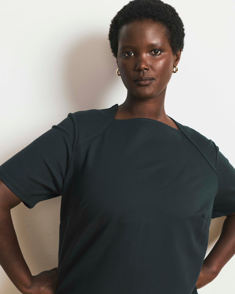 Envelope Neck Ponte Dress - Green Gemstone | Plus Size & Straight Size Women's Fashion | Universal Standard