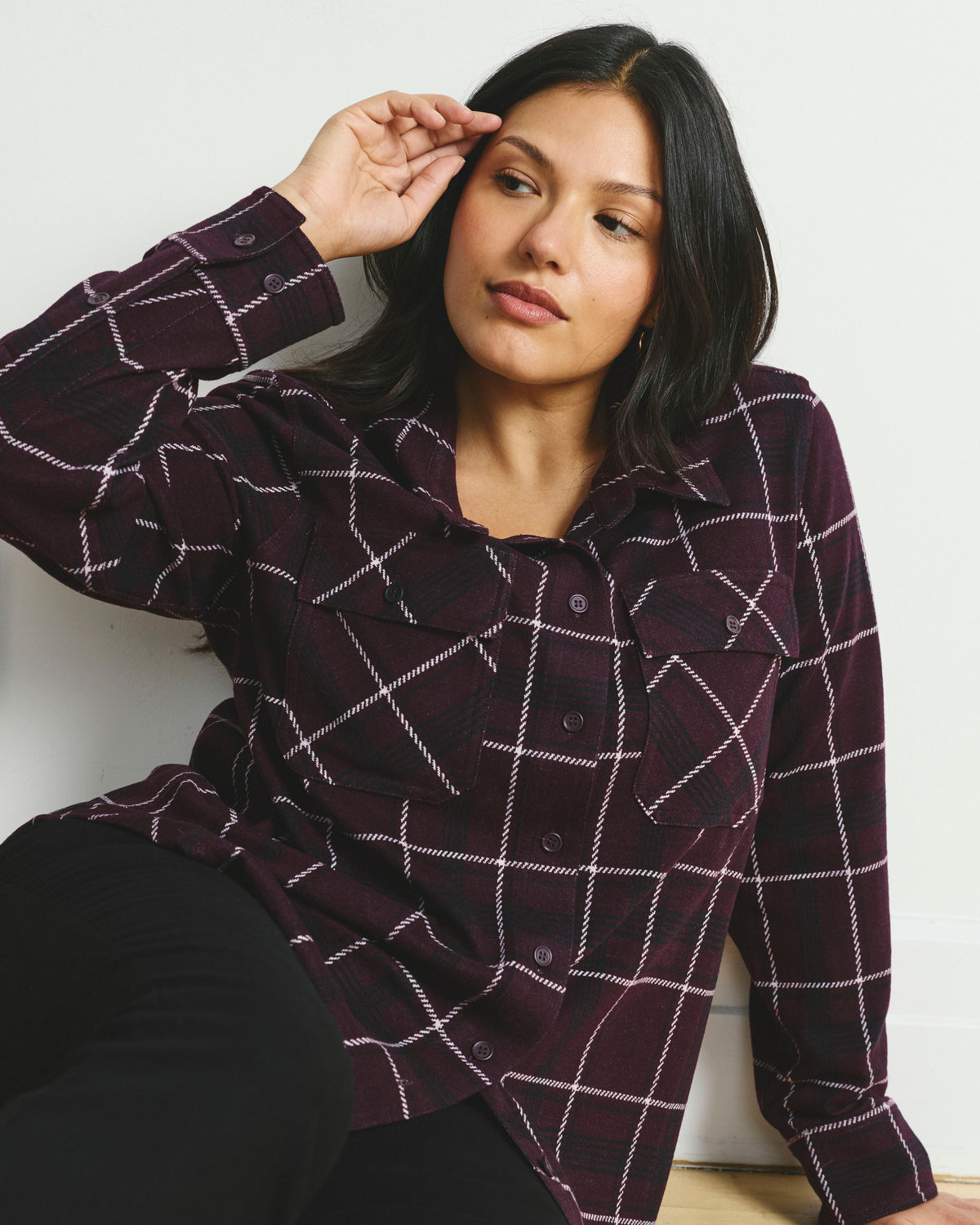 Maine Stretch Flannel Shirt - Gamay Windowpane Plaid