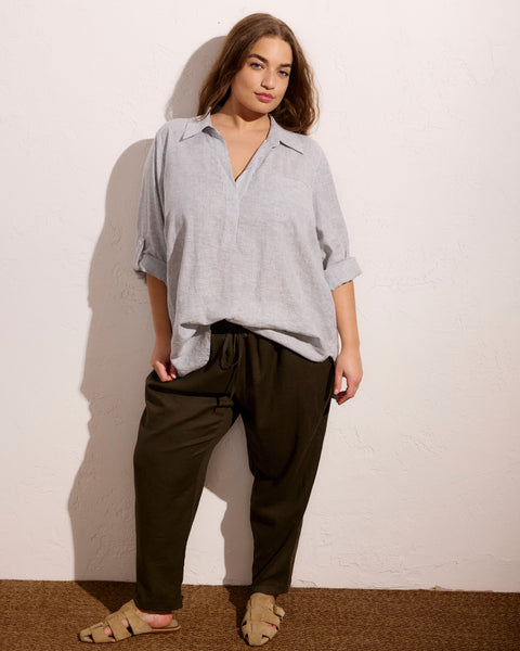 Sayville Linen Blend Drawstring Pant - Camo – Universal Standard