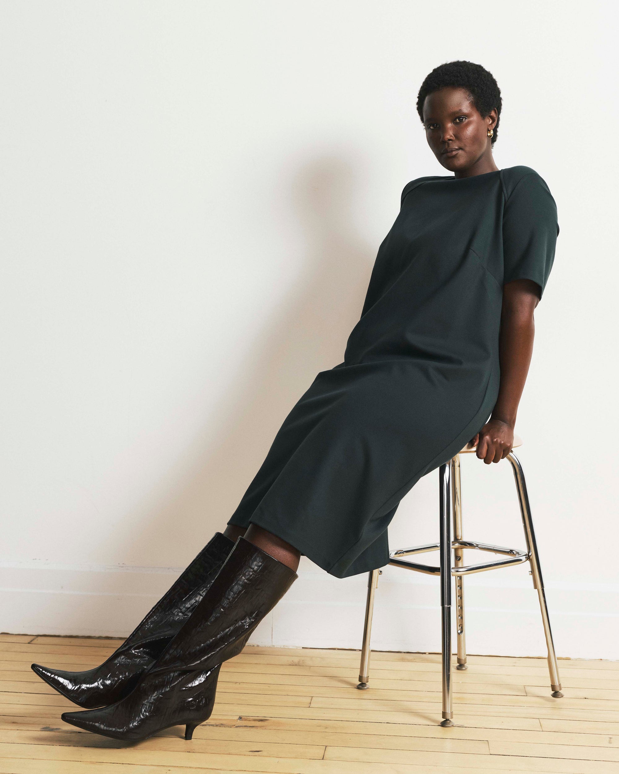 Envelope Neck Ponte Dress - Green Gemstone | Plus Size & Straight Size Women's Fashion | Universal Standard