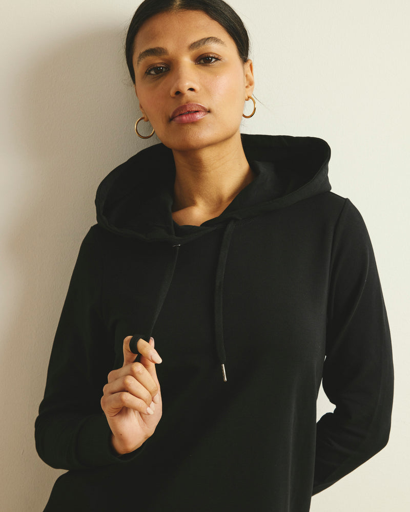Bree Hooded Sweatshirt Dress - Black