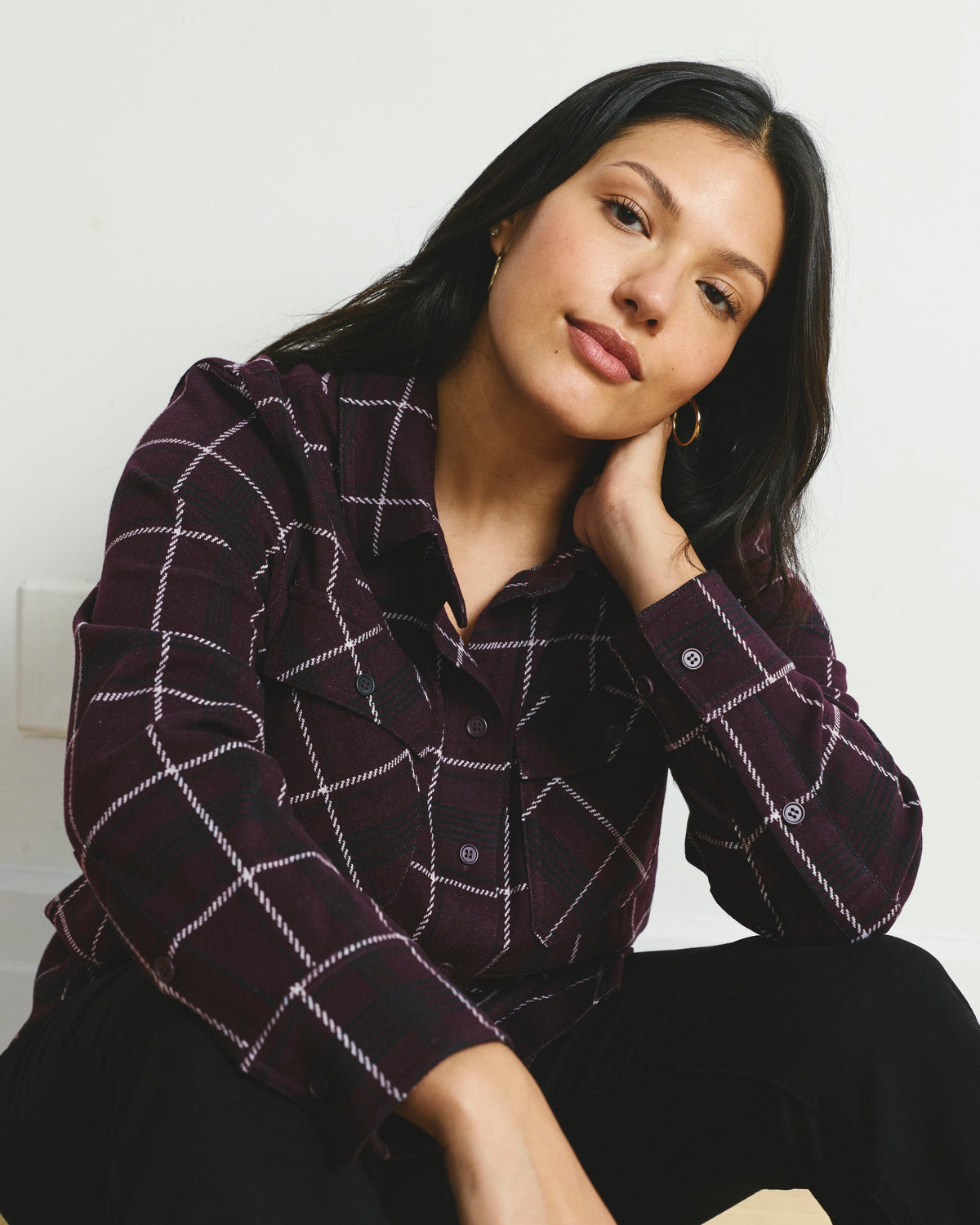 Maine Stretch Flannel Shirt - Gamay Windowpane Plaid