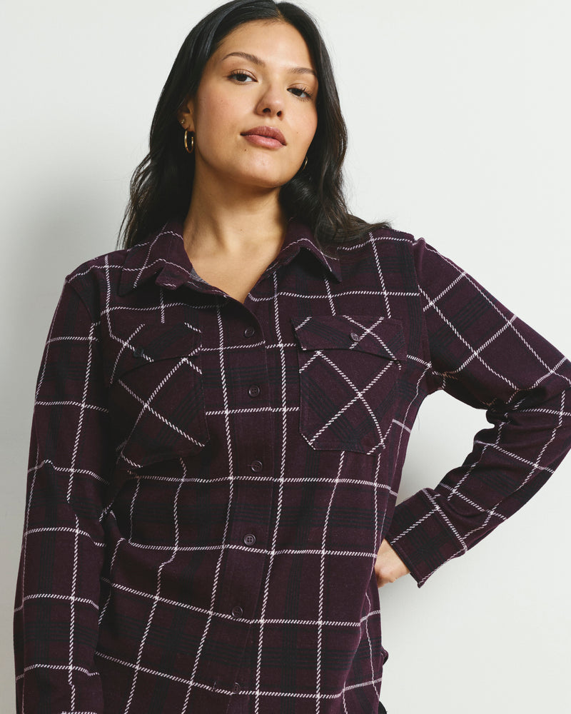 Maine Stretch Flannel Shirt - Gamay Windowpane Plaid | Plus Size & Straight Size Women's Fashion | Universal Standard
