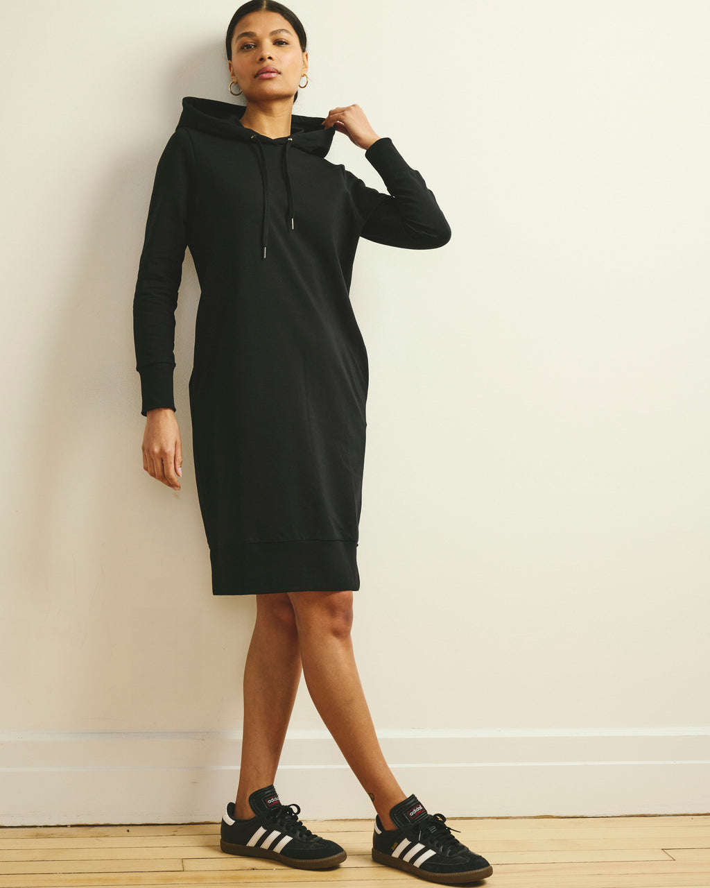 Universal Standard Women's Bree Long Sleeve Hooded Sweatshirt Dress - Black
