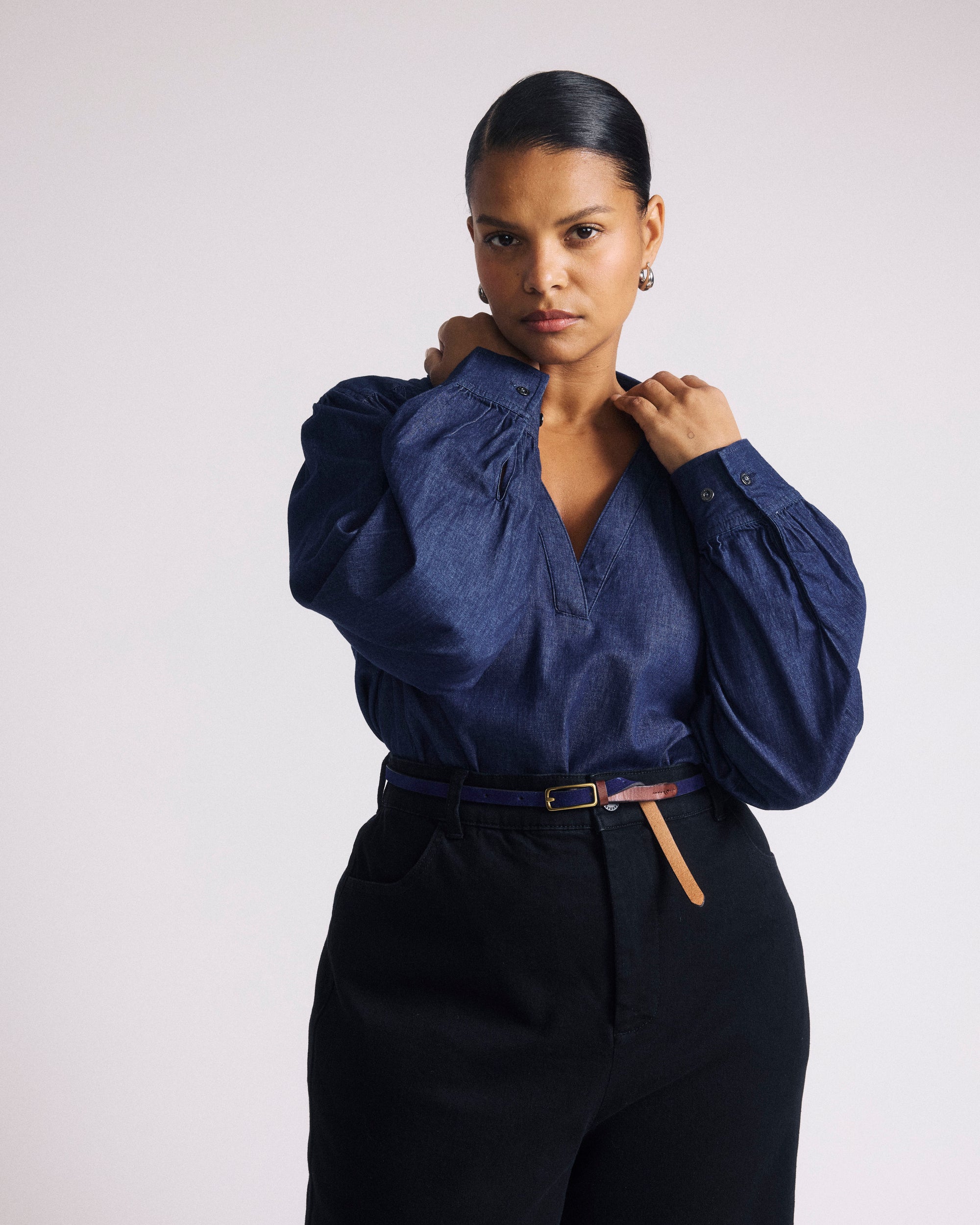 Maisie Cotton Chambray Blouse - Dark Indigo | Plus Size & Straight Size Women's Fashion | Universal Standard