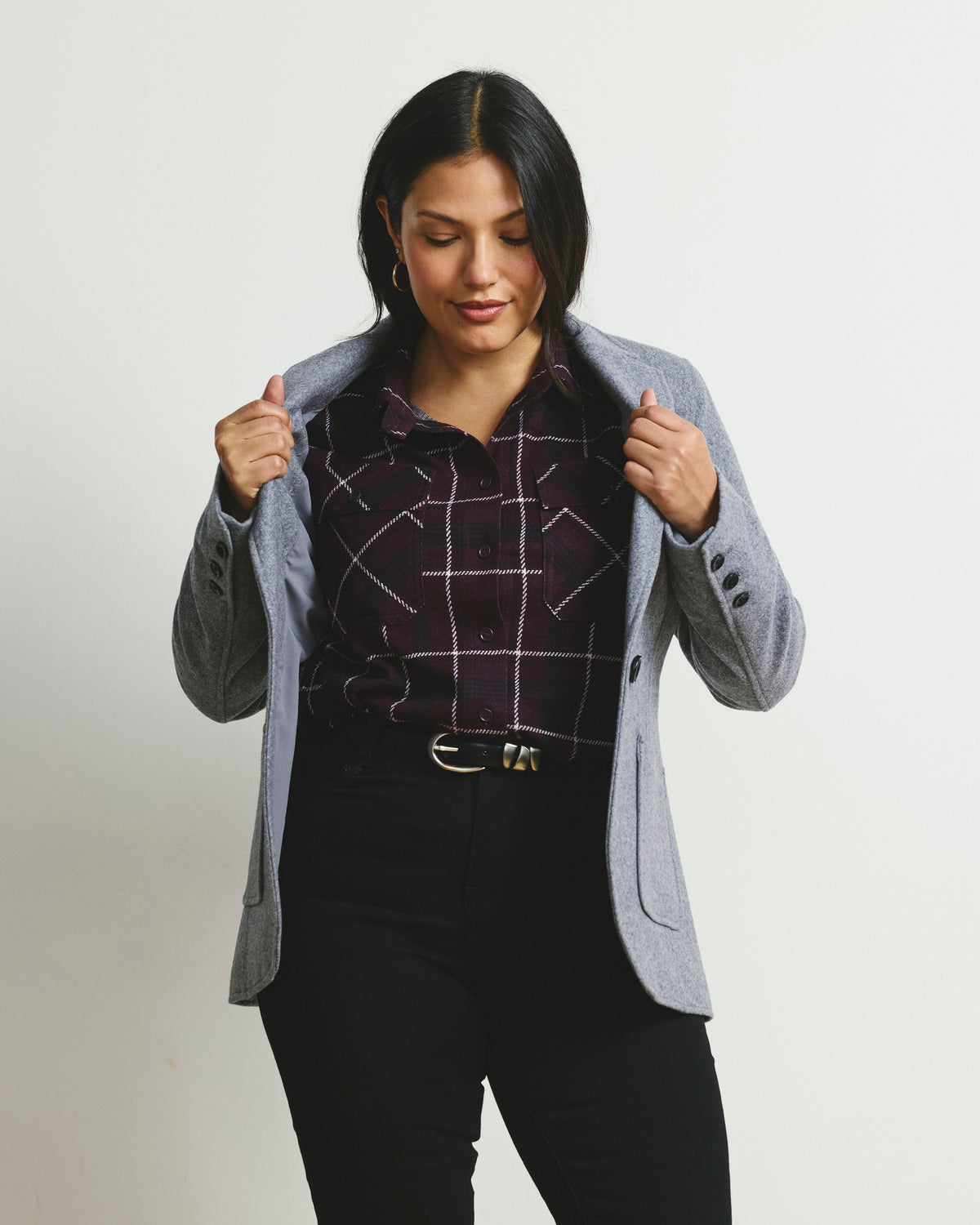 Maine Stretch Flannel Shirt - Gamay Windowpane Plaid