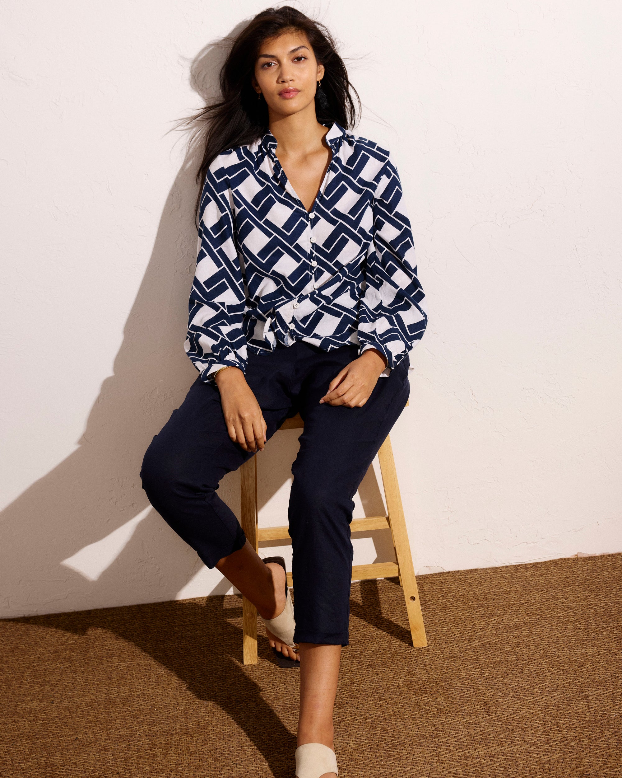 Sayville Linen Blend Drawstring Pant - Navy | Plus Size & Straight Size Women's Fashion | Universal Standard