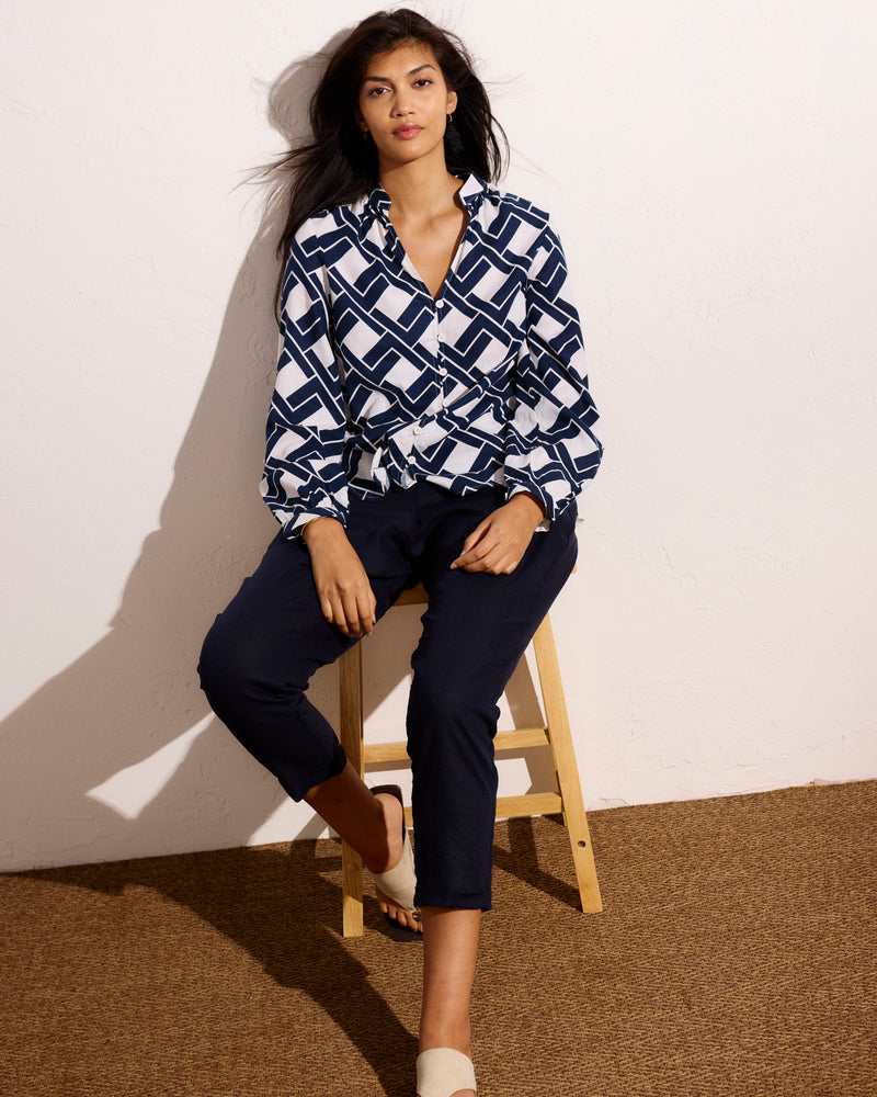 Sayville Linen Drawstring Pant - Navy | Plus Size & Straight Size Women's Fashion | Universal Standard