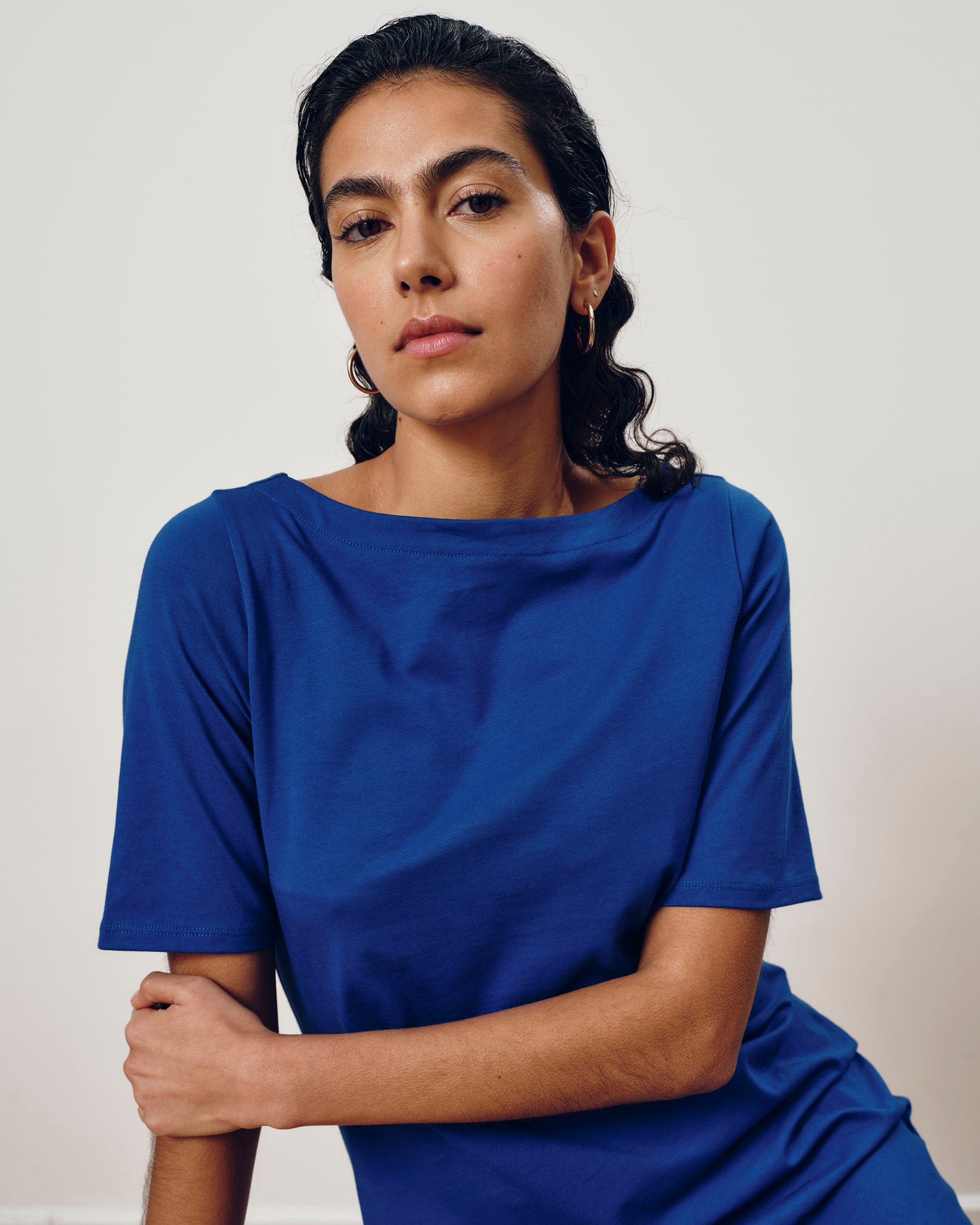 Belle Breton Stripe Jersey Dress - Solid Ultramarine | Plus Size & Straight Size Women's Fashion | Universal Standard