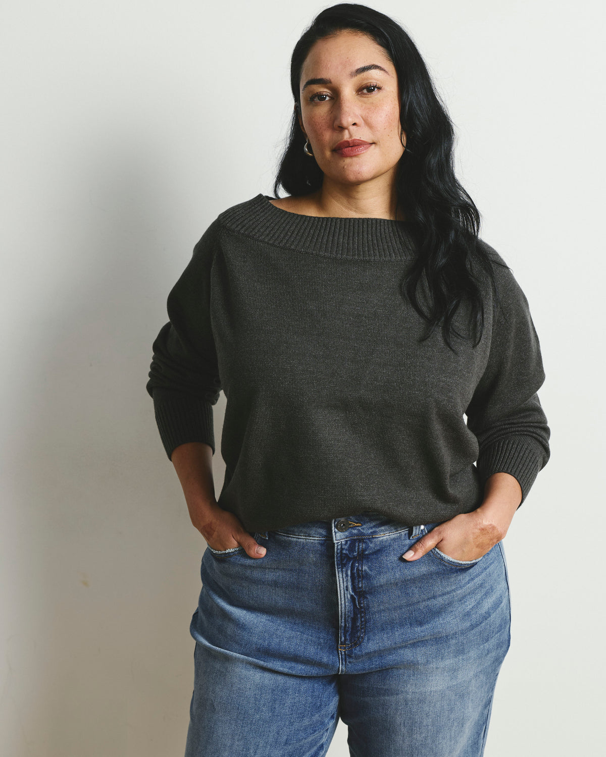 Noomi Cold Shoulder Sweater - Dark Gray
