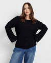 Yasmin Flare Sleeve Ribbed Top - Black | Plus Size & Straight Size Women's Fashion | Universal Standard