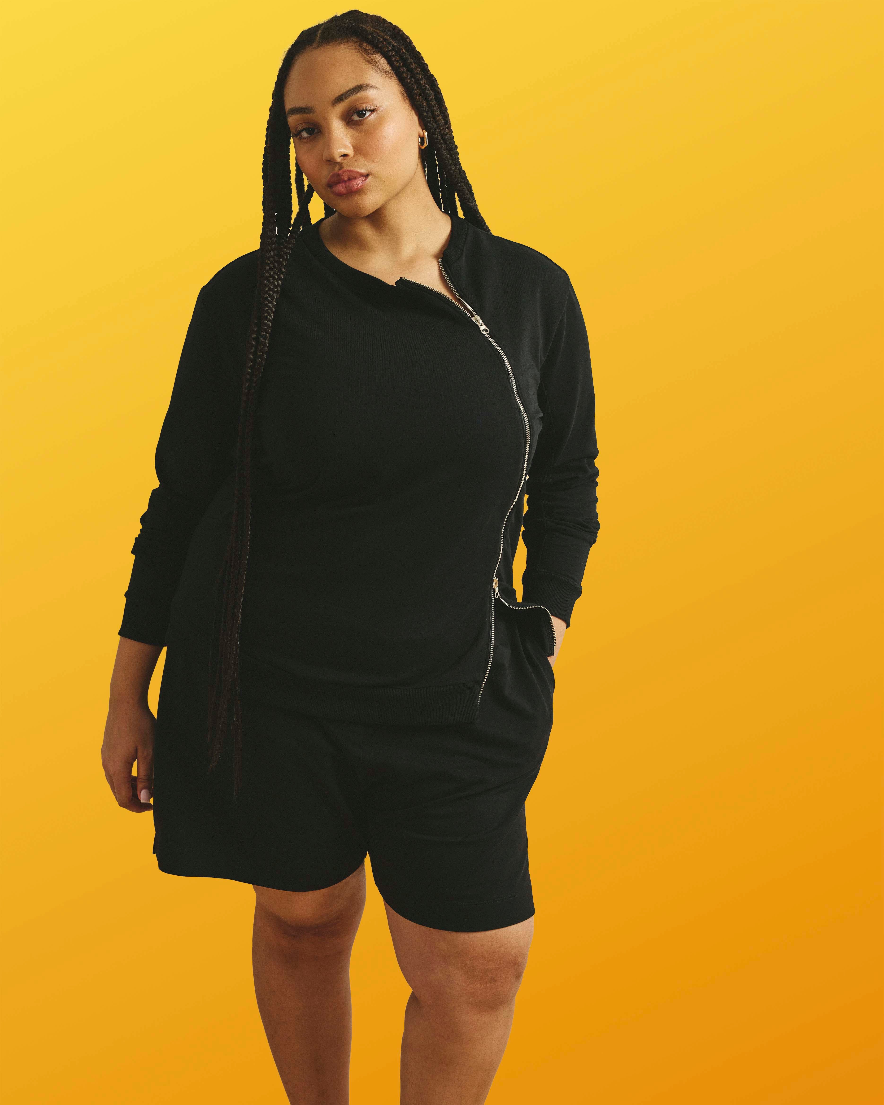 Meridien Zip Sweatshirt - Black | Plus Size & Straight Size Women's Fashion | Universal Standard
