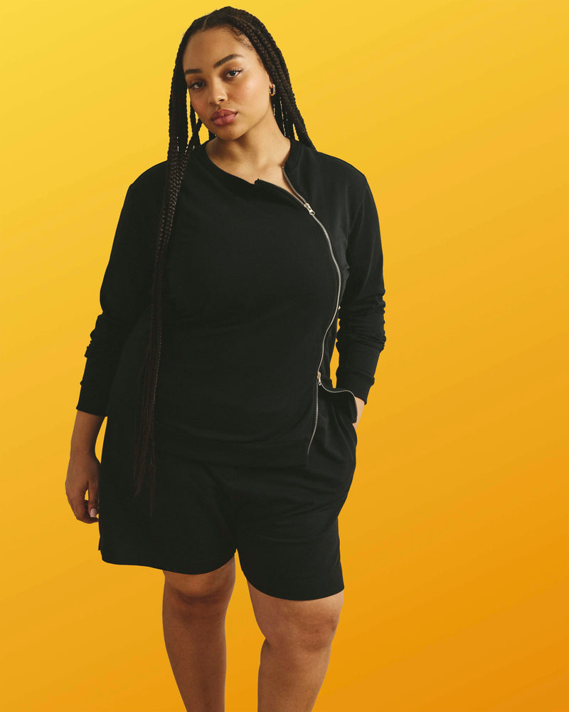 Meridien Zip Sweatshirt - Black | Plus Size & Straight Size Women's Fashion | Universal Standard