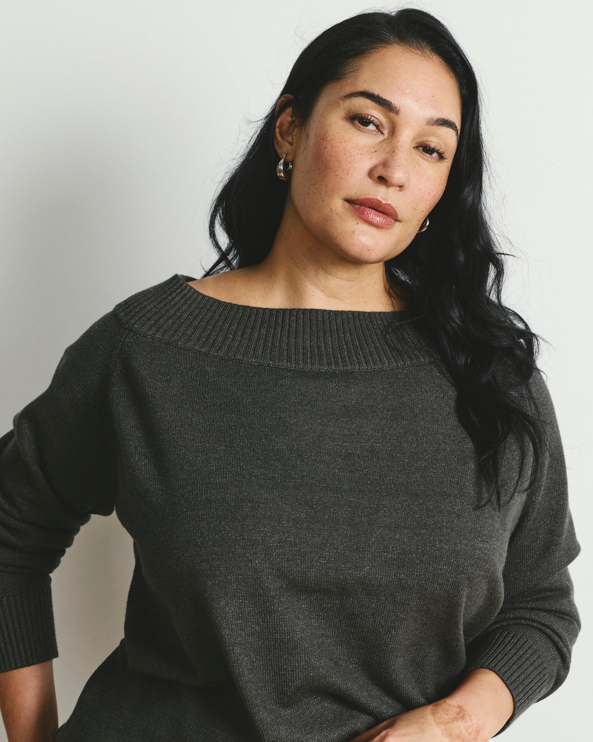 Noomi Cold Shoulder Sweater - Dark Gray