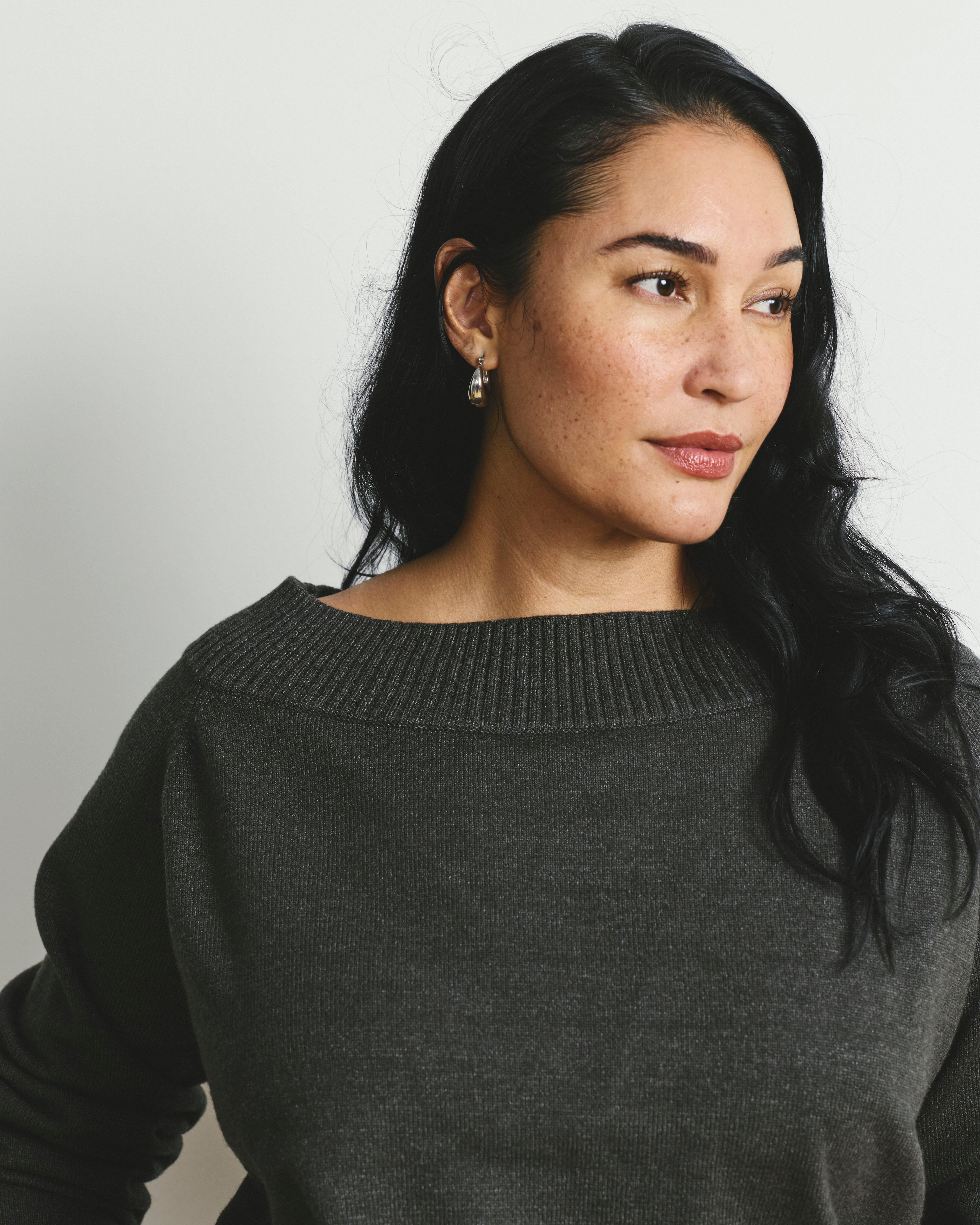 Noomi Cold Shoulder Sweater - Dark Gray