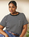 Woman wearing Breton Stripe Garcon Tee - Black/White Stripe from Fit Liberty