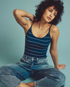 Cloud Rib Camisole - Teal/White Microstripe | Plus Size & Straight Size Women's Fashion | Universal Standard