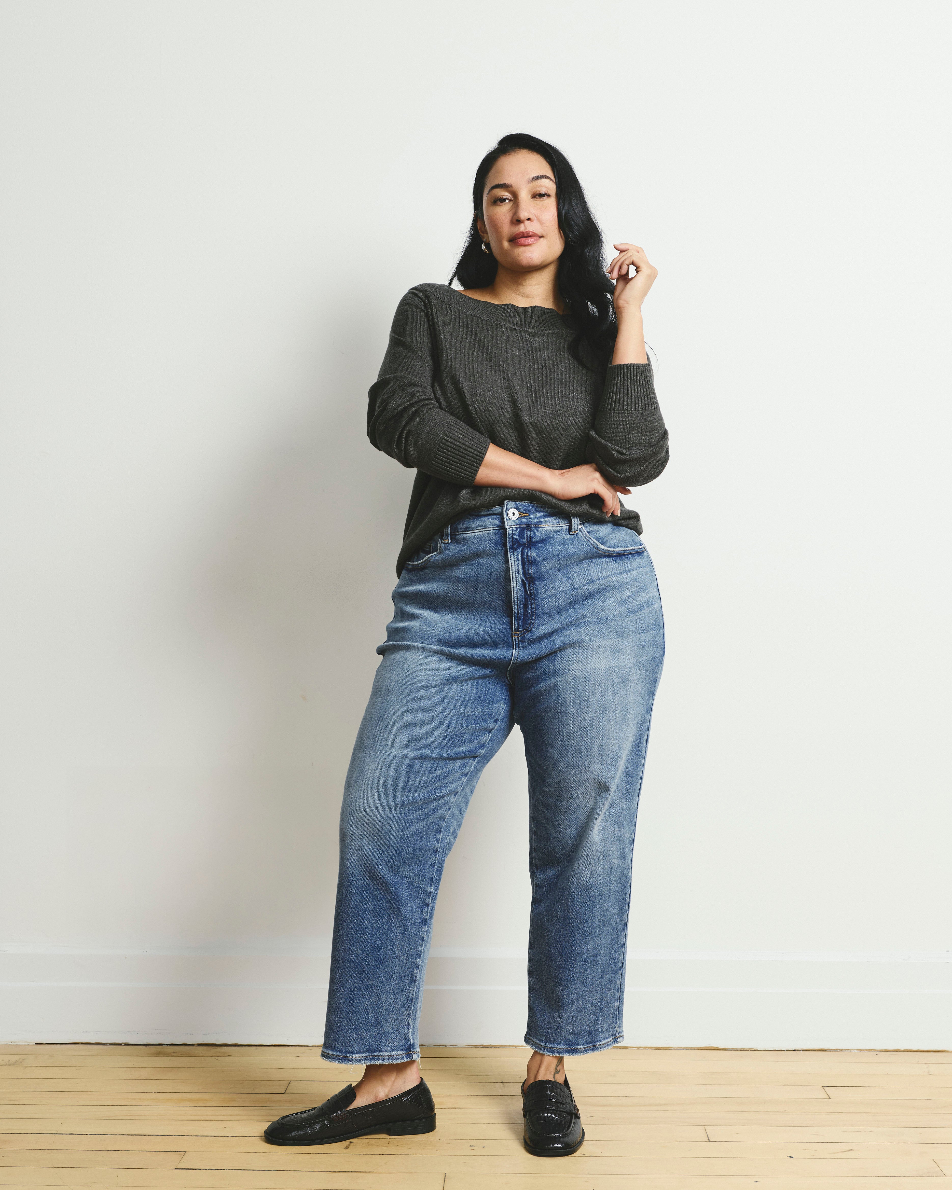 Donna High Rise Curve Straight Leg Jeans 27 Inch - Calabasas Blue