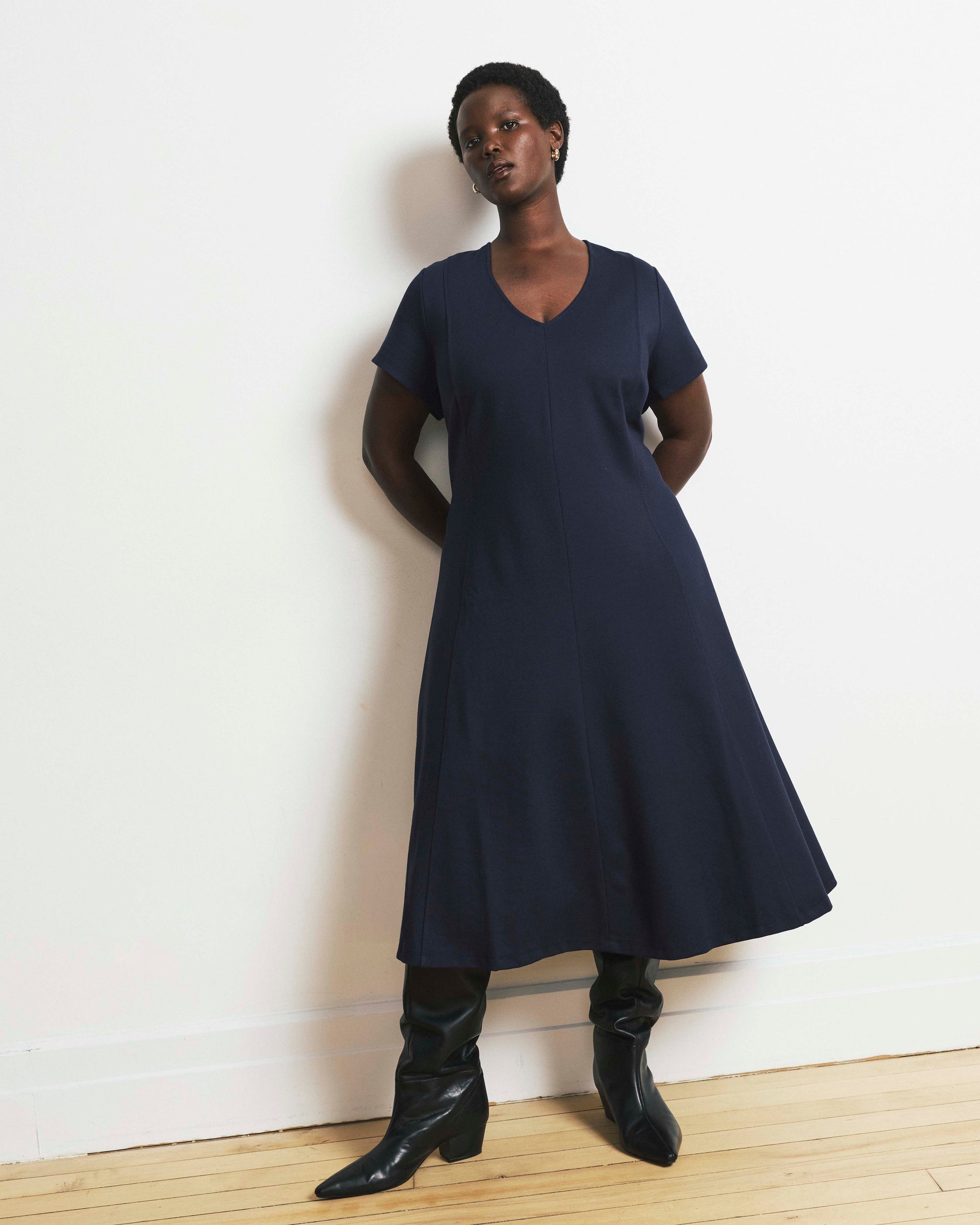 Lucinda Ponte Midi Dress - Navy | Plus Size & Straight Size Women's Fashion | Universal Standard