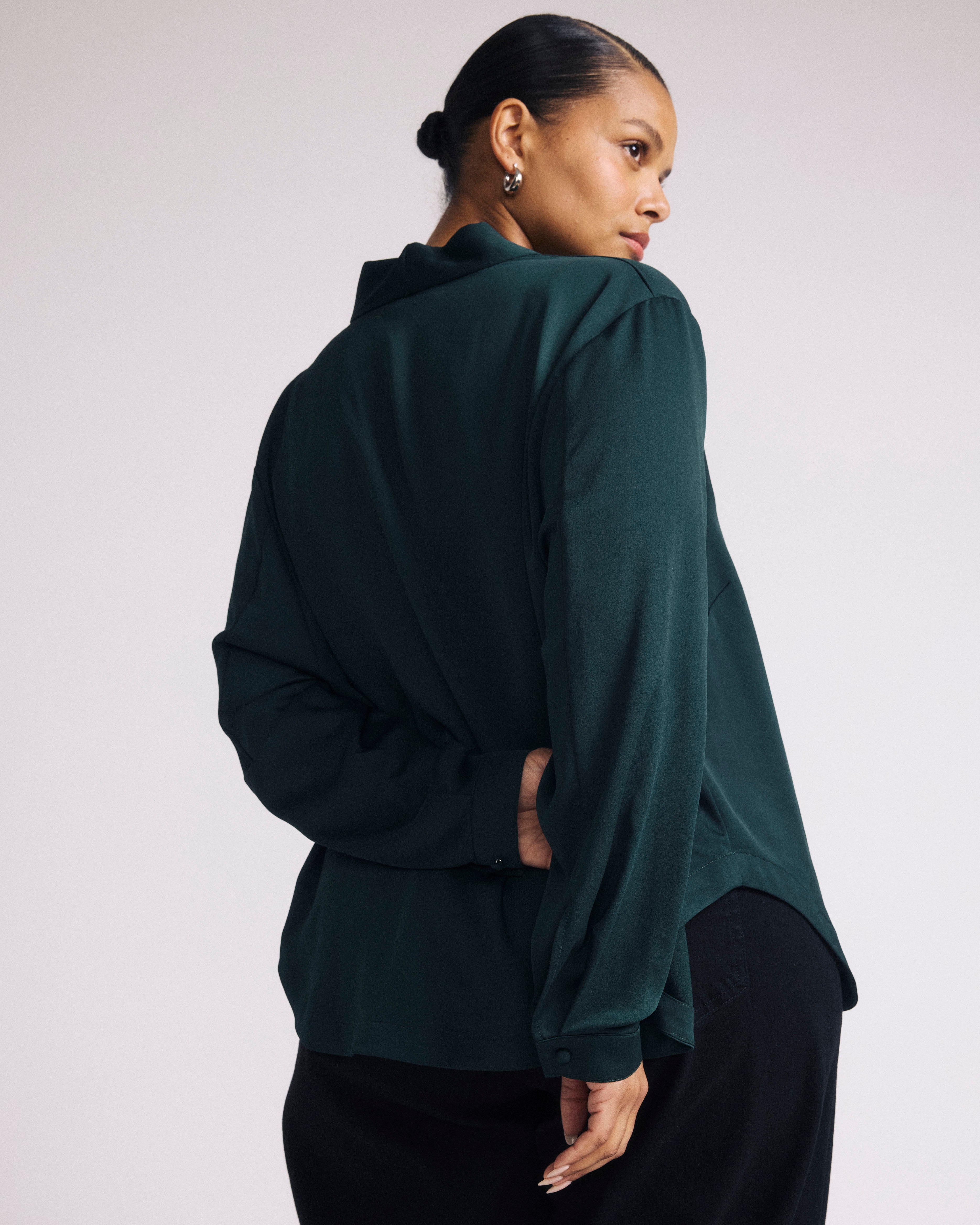 Cambria Soft Satin Blouse - Forest Green – Universal Standard