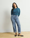 Stevie High Rise Cuffed Straight Leg Jeans - Blue Bayou