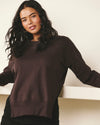 Woman wearing Fiona Side Slit Sweatshirt - Deep Brown from Universal Standard