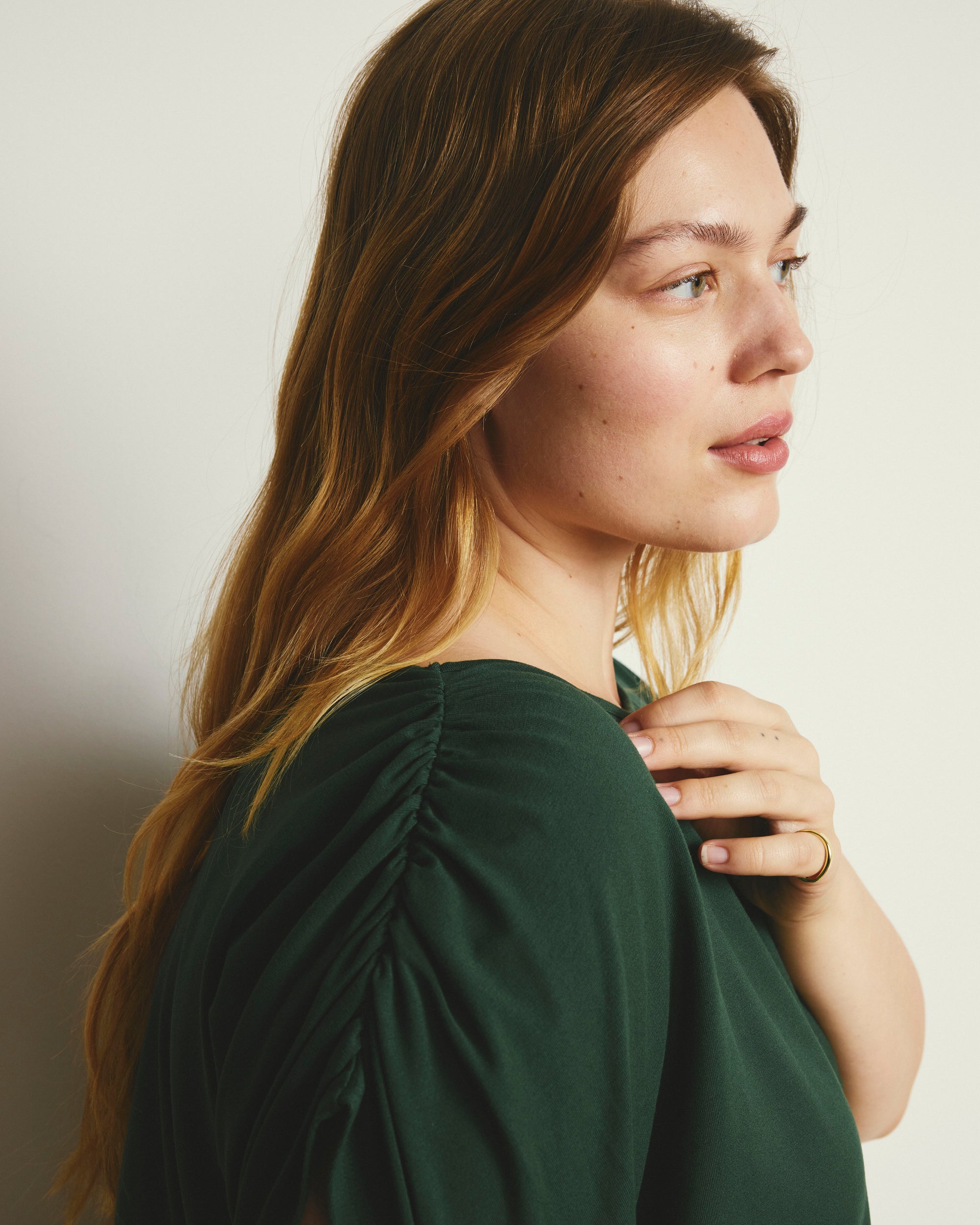 Helena Divine Jersey Gathered Tee - Conifer | Plus Size & Straight Size Women's Fashion | Universal Standard