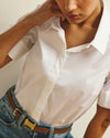 Elbe Stretch Poplin Short Sleeve Shirt - White | Plus Size & Straight Size Women's Fashion | Universal Standard