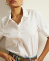 Elbe Stretch Poplin Short Sleeve Shirt - White | Plus Size & Straight Size Women's Fashion | Universal Standard