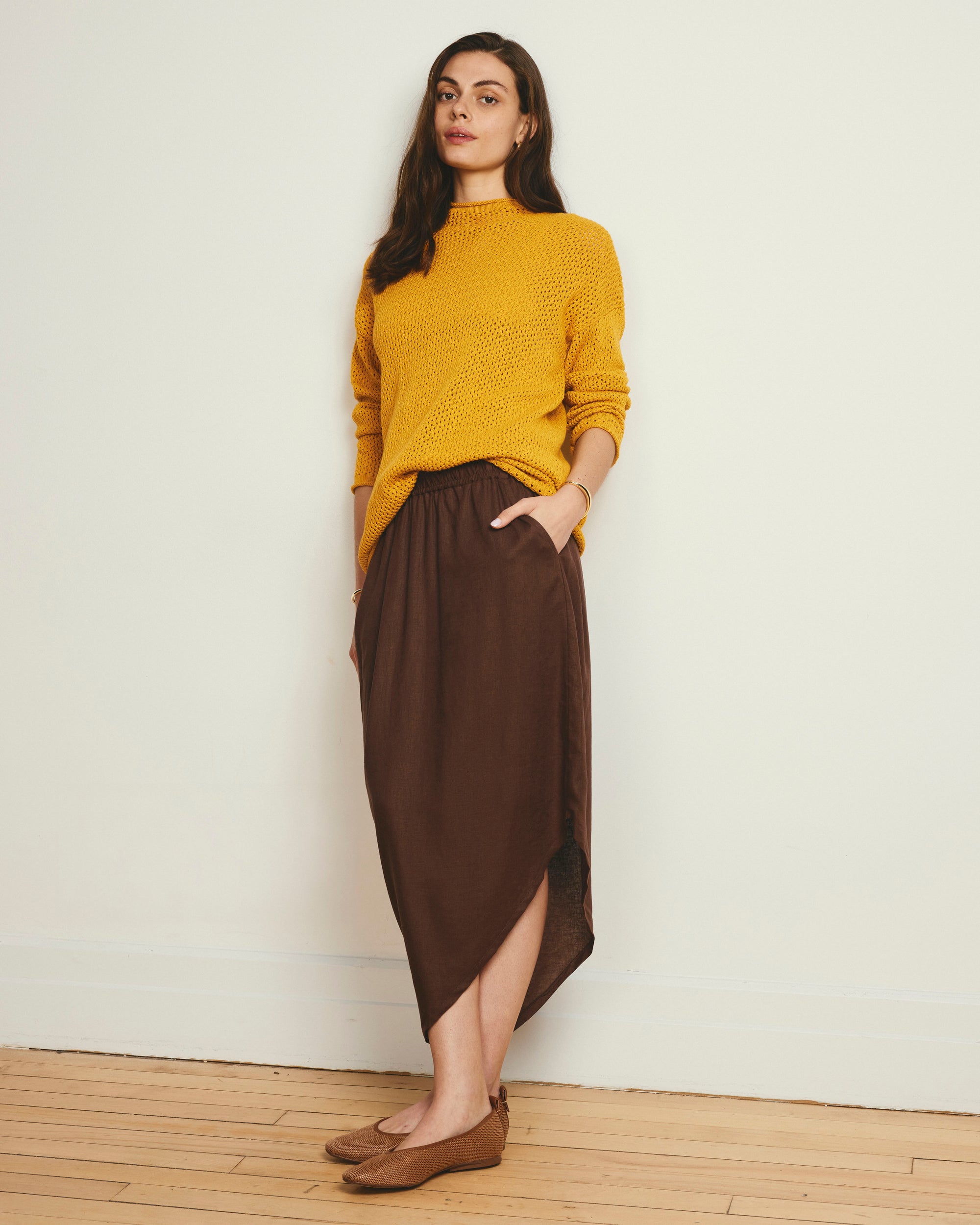 Positano Pointelle Mock Neck Sweater - Goldenrod | Plus Size & Straight Size Women's Fashion | Universal Standard