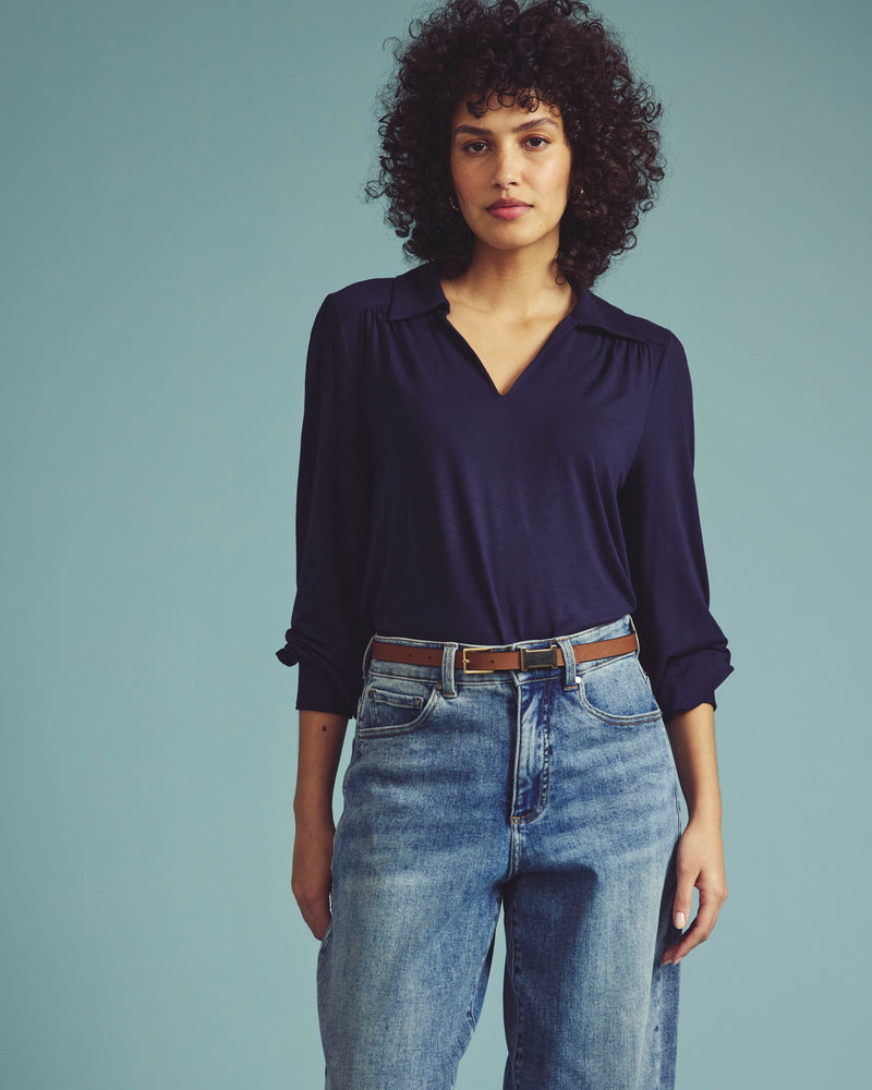 Moore Liquid Jersey Blouse - Midnight | Plus Size & Straight Size Women's Fashion | Universal Standard