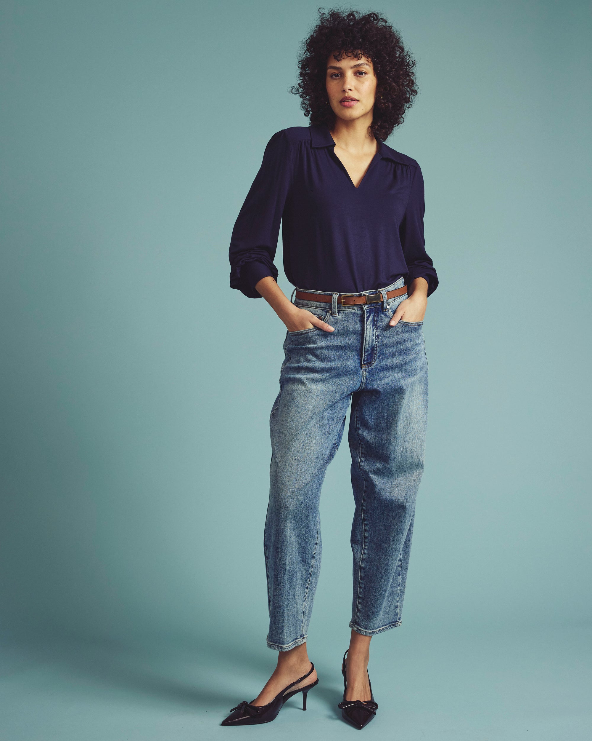 Moore Liquid Jersey Blouse - Midnight | Plus Size & Straight Size Women's Fashion | Universal Standard