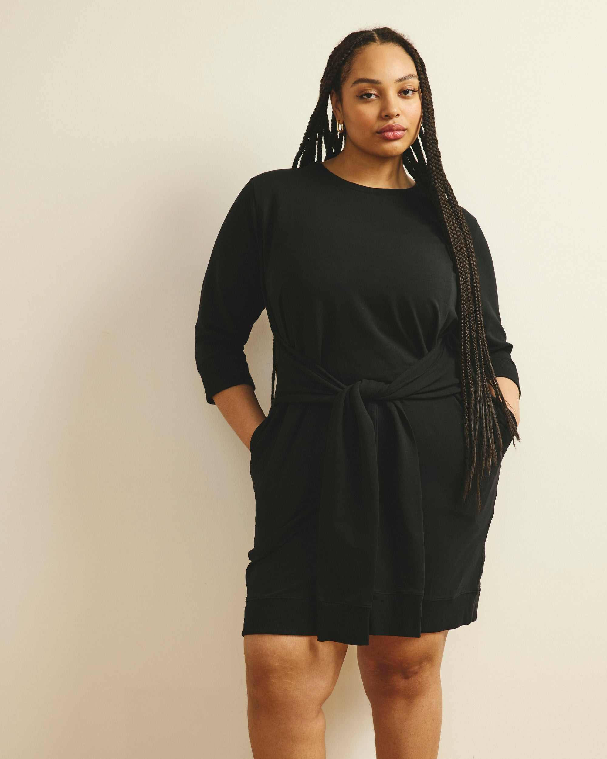 Misa Tie Sweatshirt Dress - Black Universal Standard Misa Tie Sweatshirt Dress - Black Universal Standard