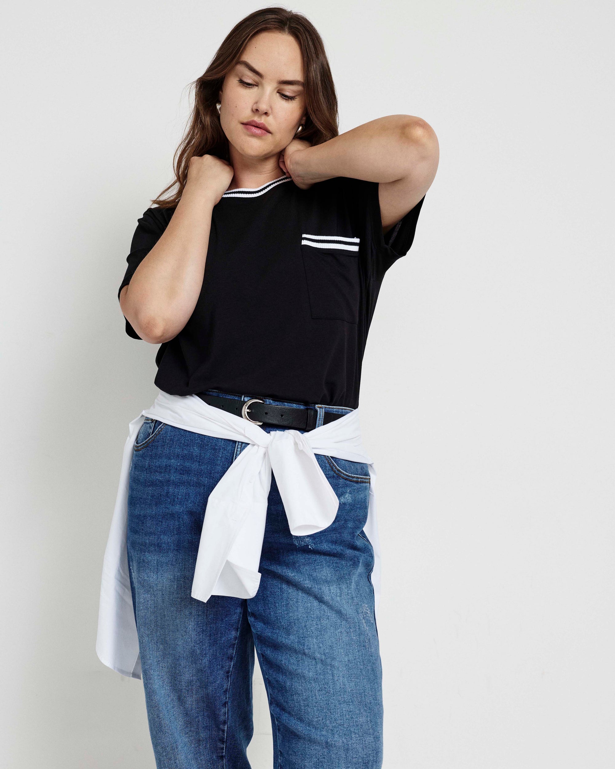 Garcon Tee - Black/White Trim | Plus Size & Straight Size Women's Fashion | Universal Standard
