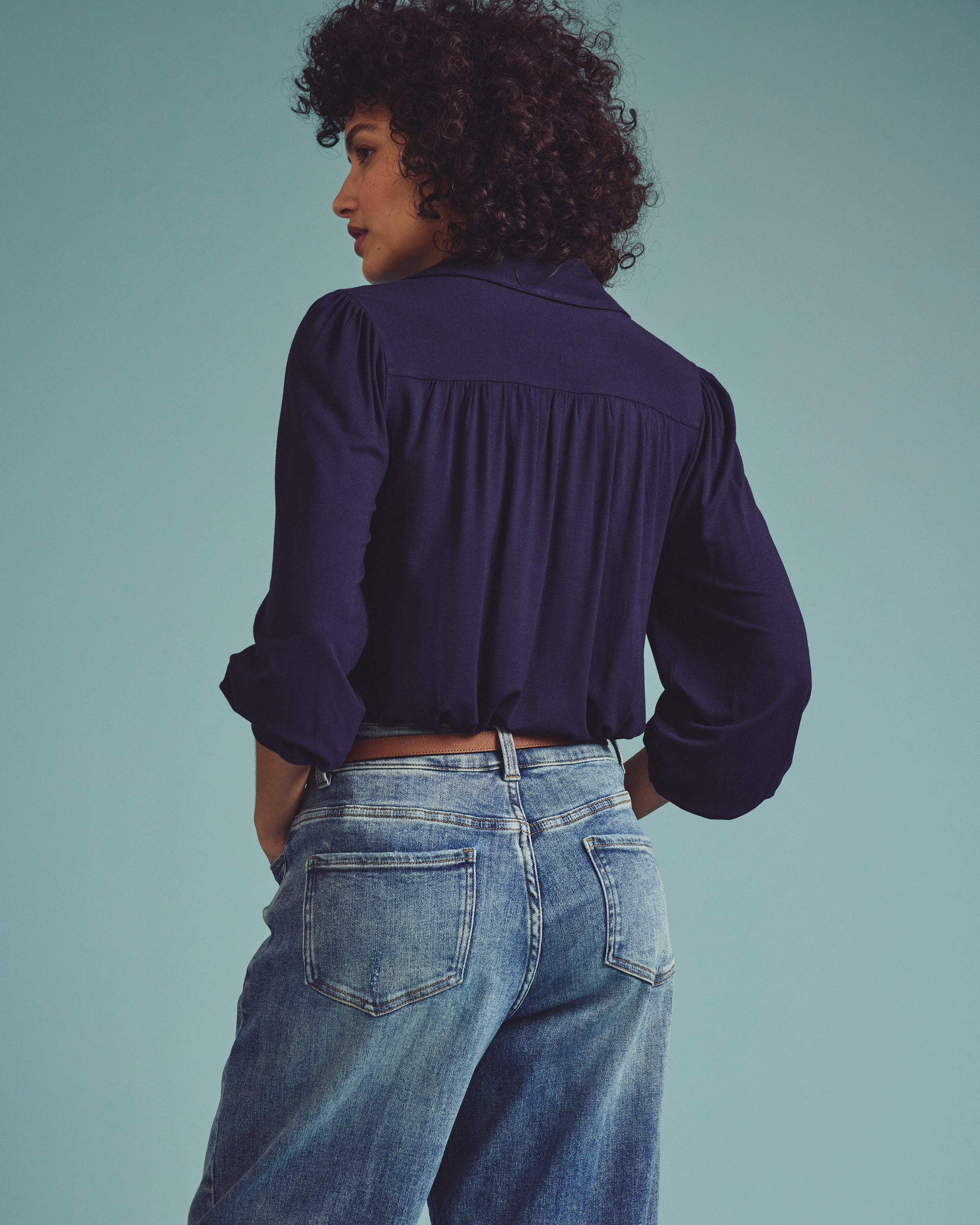 Moore Liquid Jersey Blouse - Midnight | Plus Size & Straight Size Women's Fashion | Universal Standard
