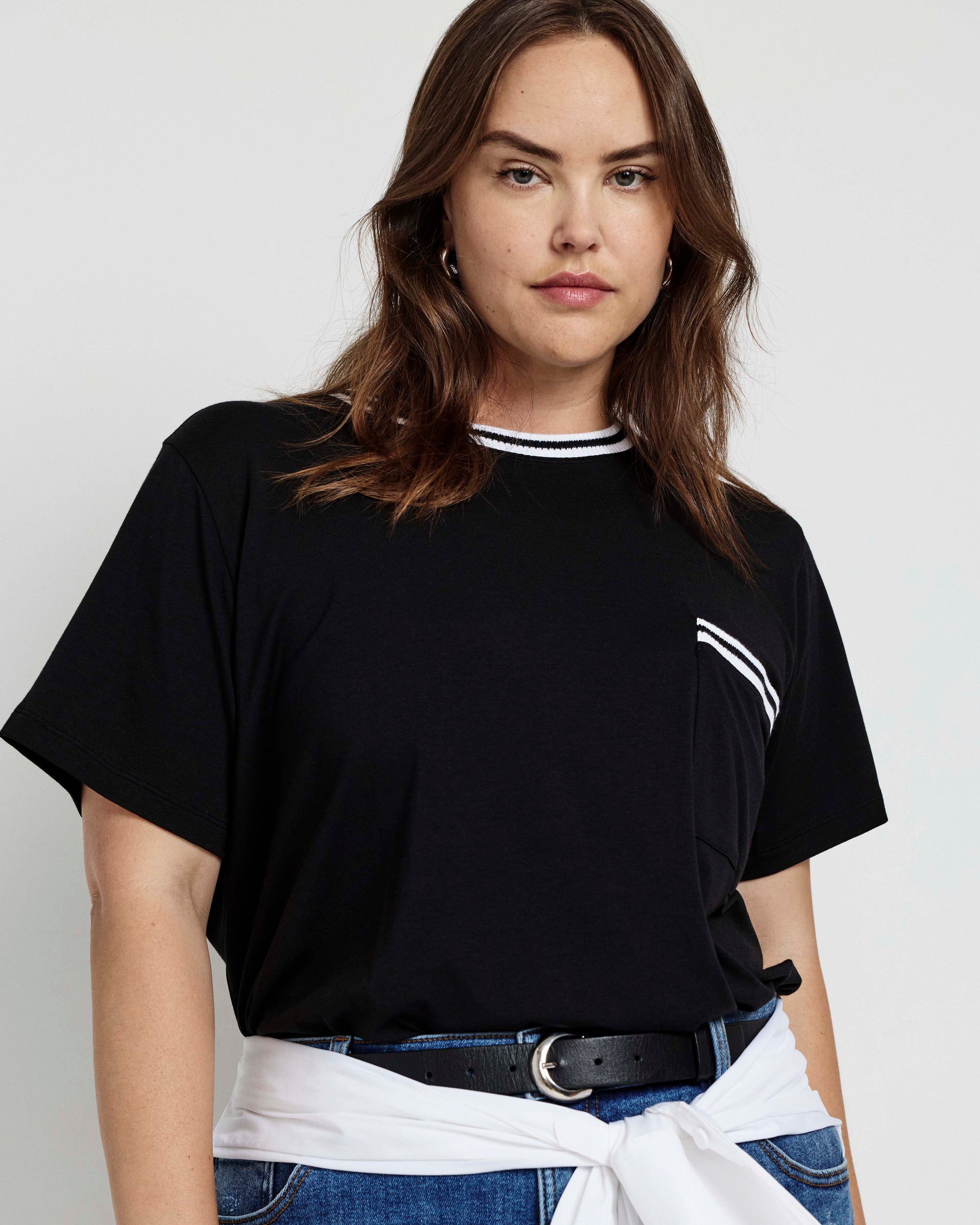 Garcon Tee - Black/White Trim | Plus Size & Straight Size Women's Fashion | Universal Standard