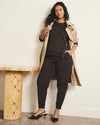 Woman wearing Selma French Terry Jogger - Deep Brown from Universal Standard