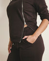 Woman wearing Meridien Zip Sweatshirt - Deep Brown from Universal Standard