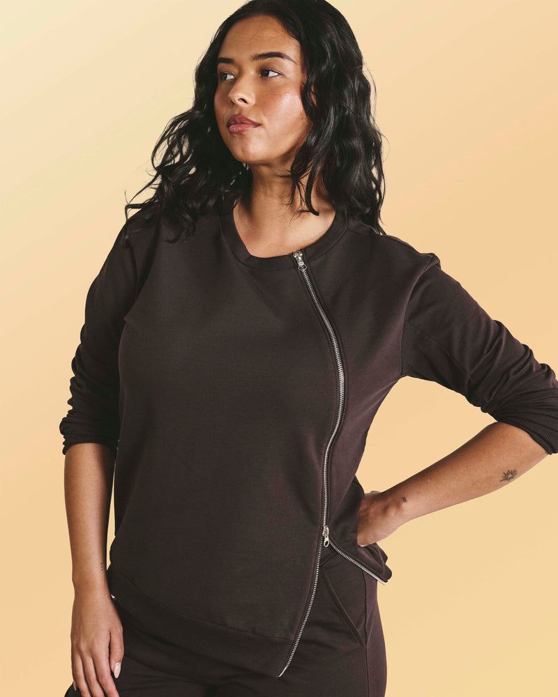 Meridien Zip Sweatshirt - Deep Brown
