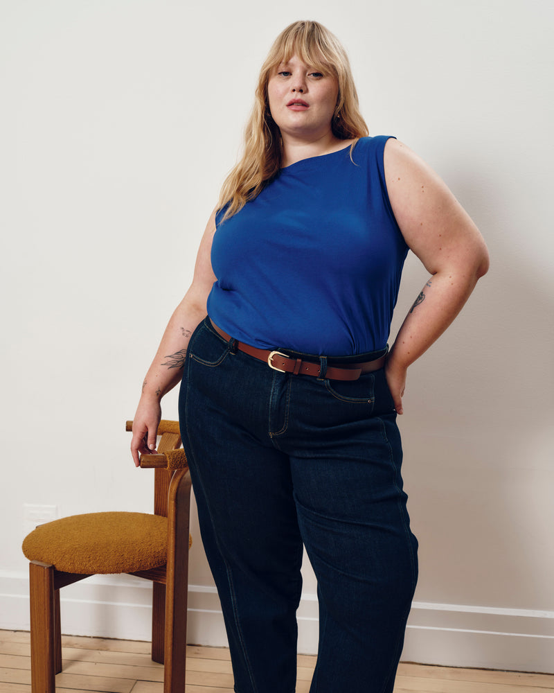 Noyack Breton Stripe Boatneck Tank - Solid Ultramarine | Plus Size & Straight Size Women's Fashion | Universal Standard