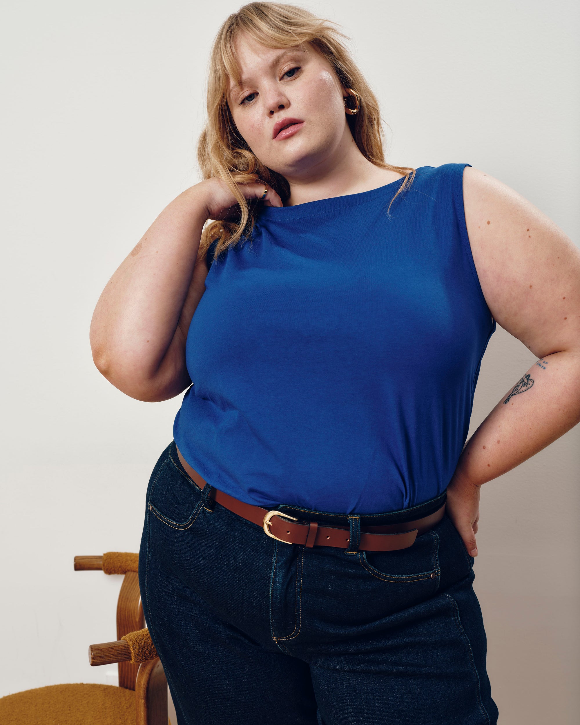 Noyack Breton Stripe Boatneck Tank - Solid Ultramarine | Plus Size & Straight Size Women's Fashion | Universal Standard