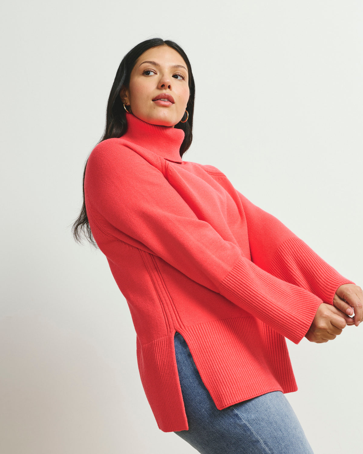 Better-Than-Wool Oversize Turtleneck Sweater - Cinnamon Rose