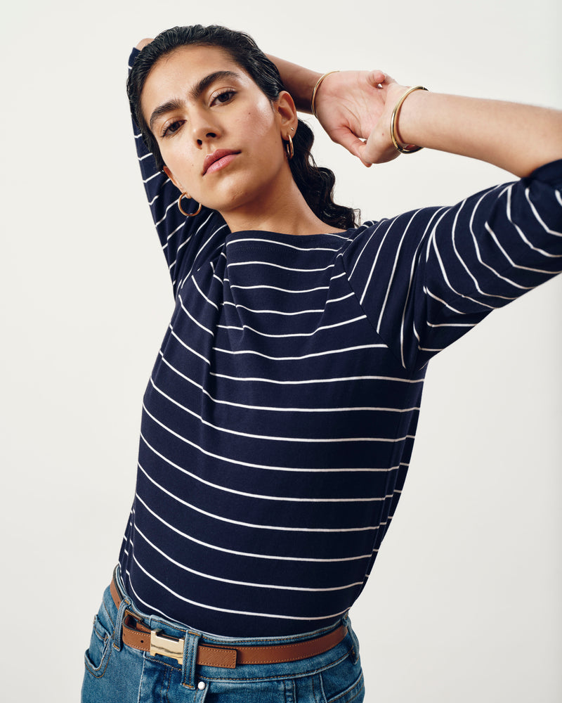 Belle Breton Stripe Jersey Tee - Navy Pinstripe | Plus Size & Straight Size Women's Fashion | Universal Standard
