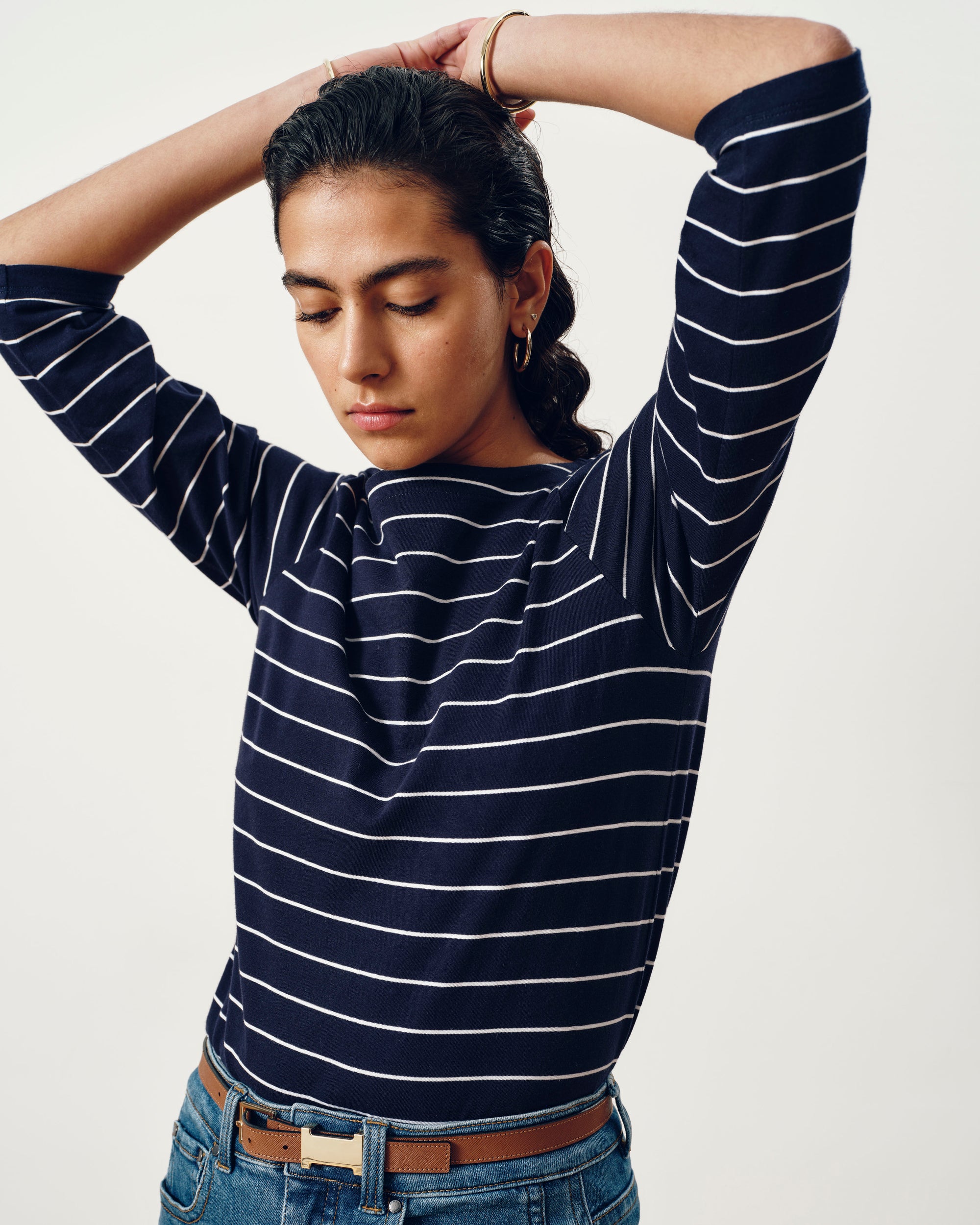 Belle Breton Stripe Jersey Tee - Navy Pinstripe | Plus Size & Straight Size Women's Fashion | Universal Standard