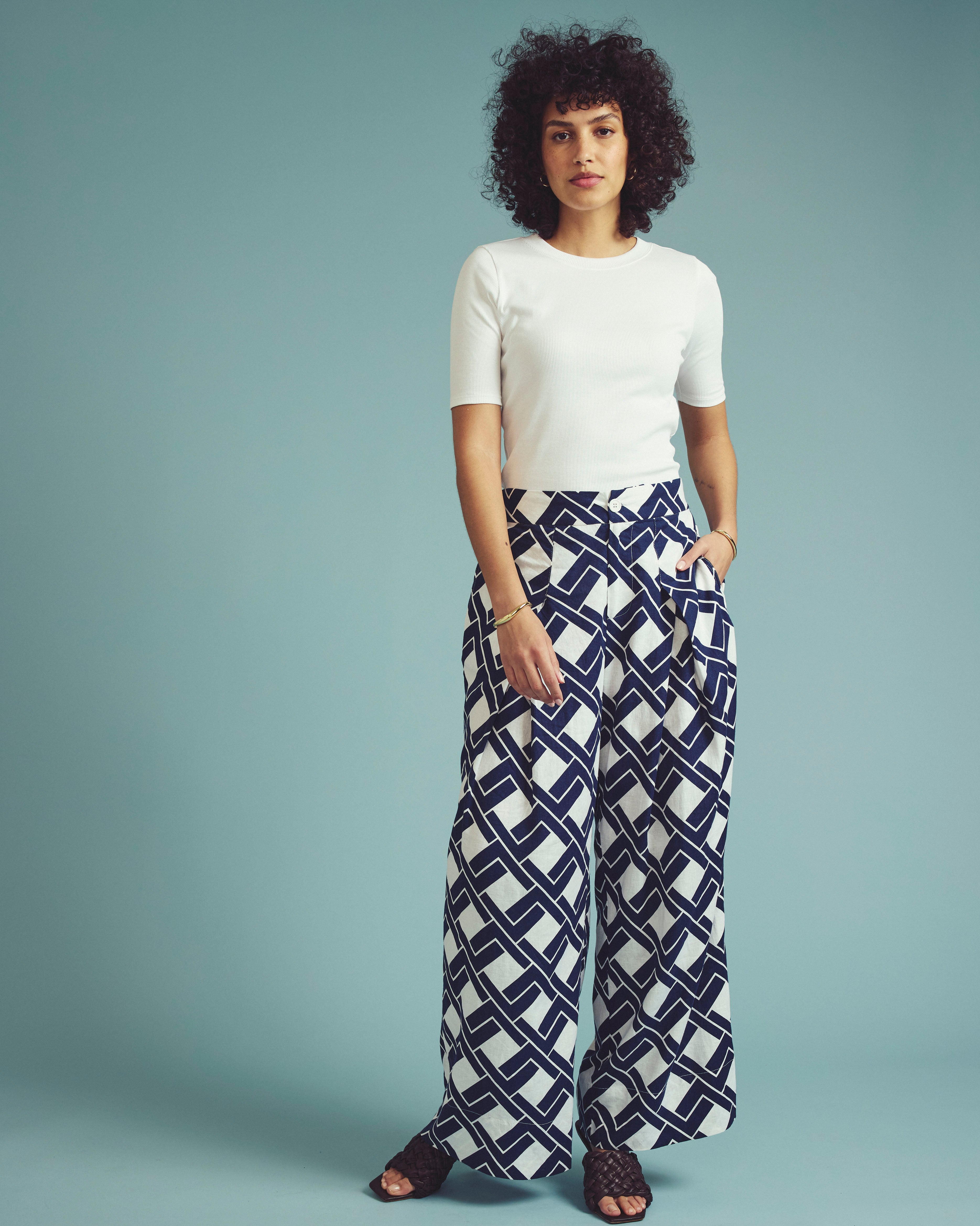 Marley Wide Leg Linen Pants - Geometrica Print | Plus Size & Straight Size Women's Fashion | Universal Standard