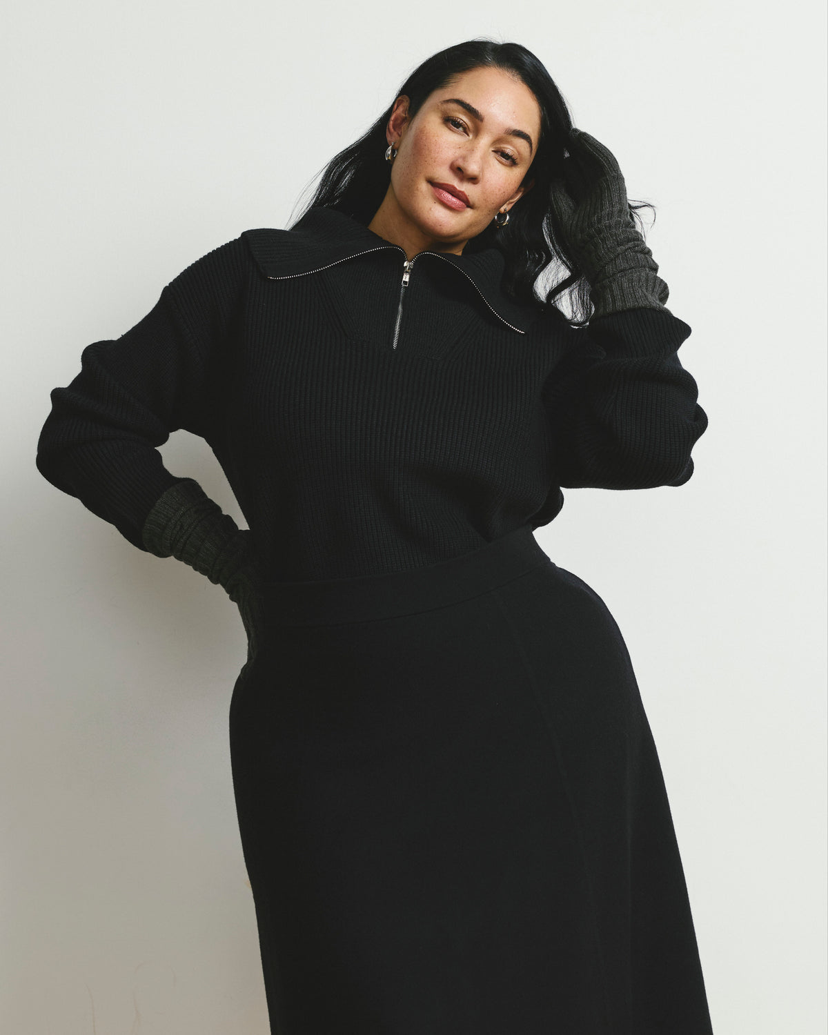 Brenda Zip Sweater - Black